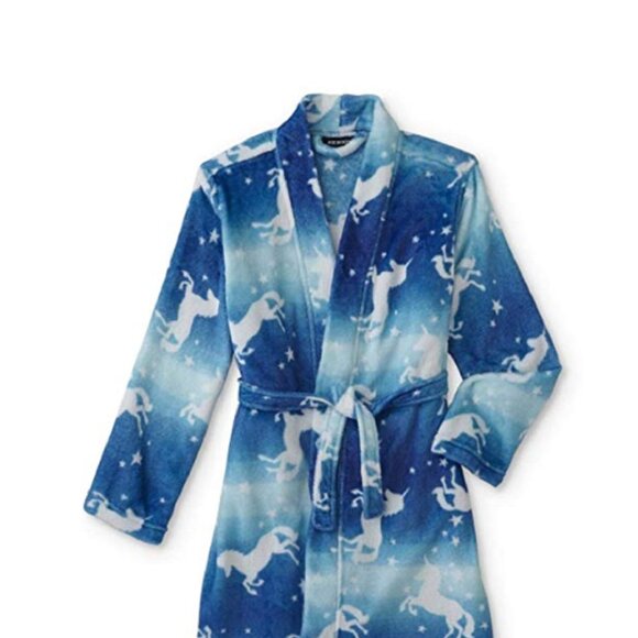 Joe Boxer Girls' Blue Unicorn Plush Fleece Robe - XS, New - Picture 2 of 5